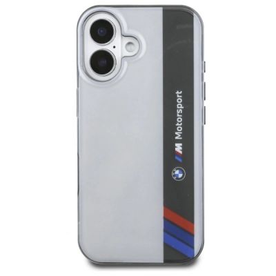 3. BMW Motosport IML Vertical Stripe Hülle für iPhone 16 Plus – grau