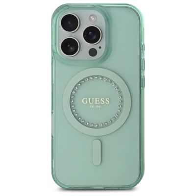 3. Guess IML Rhinestones MagSafe Hülle für iPhone 16 Pro Max – grün