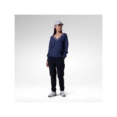 2. ROSSIGNOL Damenpullover mit V-Ausschnitt, Strick, Marineblau