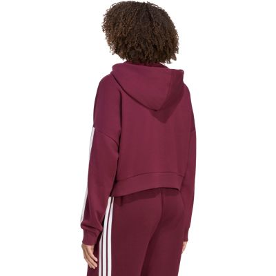 3. adidas Essentials Damen-Sweatshirt mit 3 Streifen, French Terry, Viertelreißverschluss, Burgunderrot KF8316
