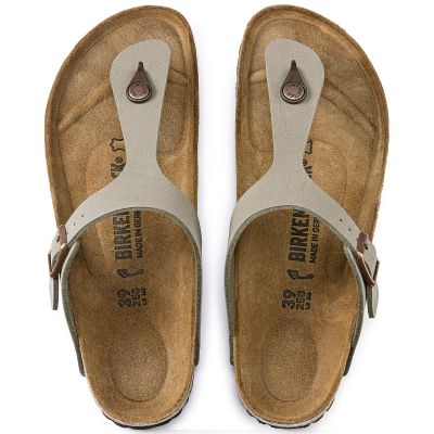 5. Birkenstock Gizeh Birko-Flor Nubuk Stone Regular Herren Flip-Flops Wide Grau (43391)