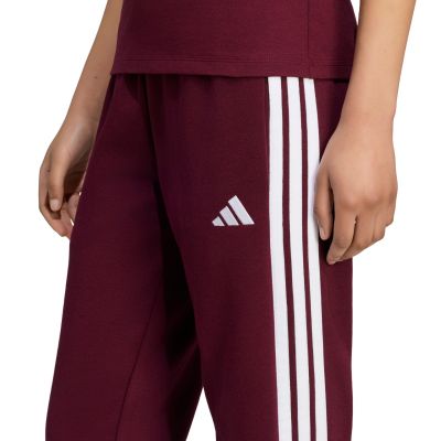 4. adidas Essentials 3-Streifen Fleece Slim Fit Hose für Damen, Burgunderrot KF8321