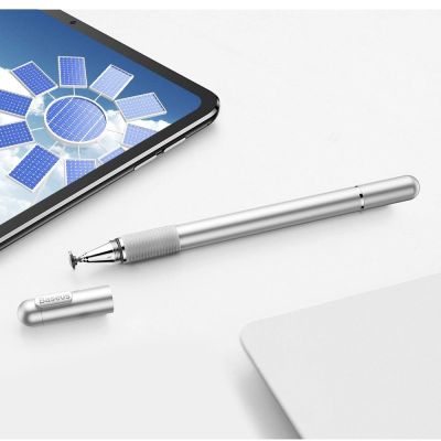 12. Baseus Golden Cudgel ACPCL-0S doppelseitiger Eingabestift für Tablets, Telefone mit Gelstift – Silber