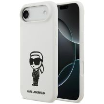 Karl Lagerfeld Silikonhülle mit Karl-Skizze und Logo (MagSafe) für iPhone 17 Air – Weiß