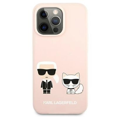 4. Karl Lagerfeld Silikon Ikonik Karl&Choupette MagSafe Case für iPhone 13 Pro Max - Hellrosa