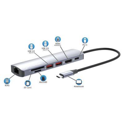 8. Manhattan 153966 Kabelgebundene Dockingstation USB 3.2 Gen 2 (3.1 Gen 2) Typ-C Silber