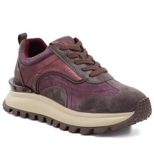 Leder-Plateau-Sneaker, burgunderrot, Artiker 59C0009