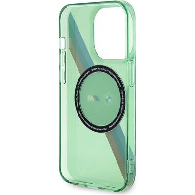 7. BMW M Tricolor Stripes MagSafe Hülle für iPhone 15 Pro – grün