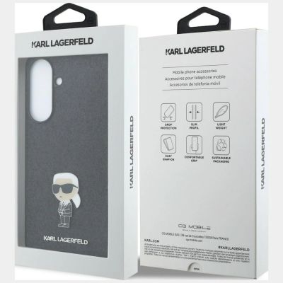 8. Karl Lagerfeld Schutzhülle mit festem Glitzer-Ikonik-Logo aus Metall für Samsung Galaxy A37 5G – Schwarz