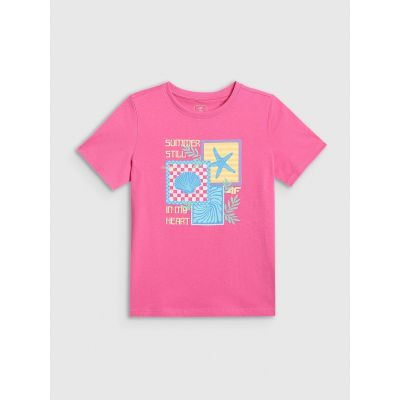 5. Mädchen-T-Shirt mit Aufdruck, regulär, Größe 4F 4FJRSS26TTSHF4418-54S