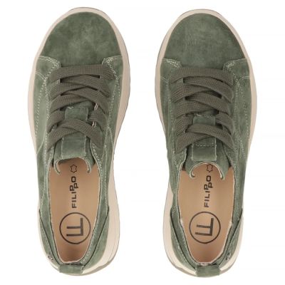 5. Filippo DP7959 grüne Leder-Plateau-Sneaker