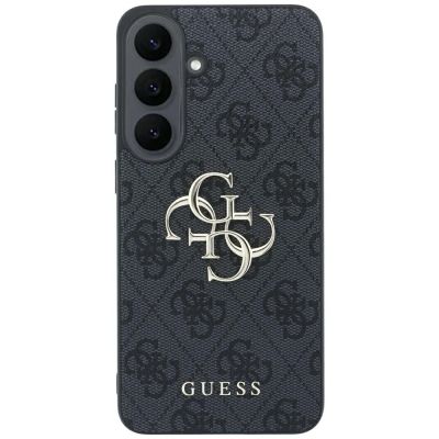 3. Guess MagSafe Hülle mit geprägtem 4G-Ring und klassischem Logo für Samsung Galaxy S26 FE – Schwarz