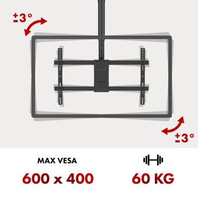 8. Maclean TV-Deckenhalterung, max. Traglast 60 kg, 43–86 Zoll, max. VESA 600x400, MC-112 B