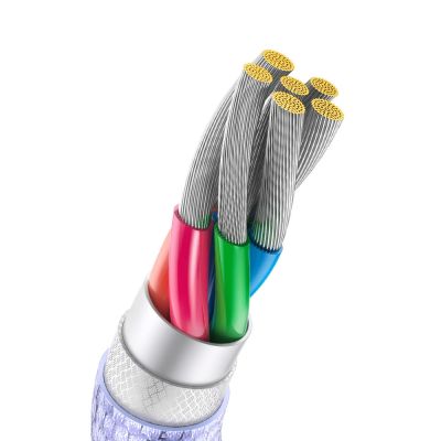 7. Baseus Crystal Shine Series Kabel USB-Kabel für schnelles Aufladen und Datenübertragung USB Typ A - USB Typ C 100W 2m Lila (CAJY000505)