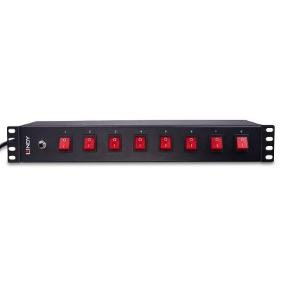 4. Lindy 73025 PDU-Stromverteiler, 8 x Netzsteckdose, 1,5 HE, Schwarz