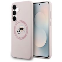 Karl Lagerfeld Silikonhülle mit Karl & Choupette-Motiv (MagSafe) für Samsung Galaxy S25 FE – Pink