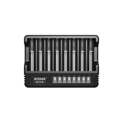 XTAR Ladegerät für Li-Ion 3,6 V / 3,7 V / 1,5 V und 1,2 V Ni-MH Akkus - 8 Kanäle MX8