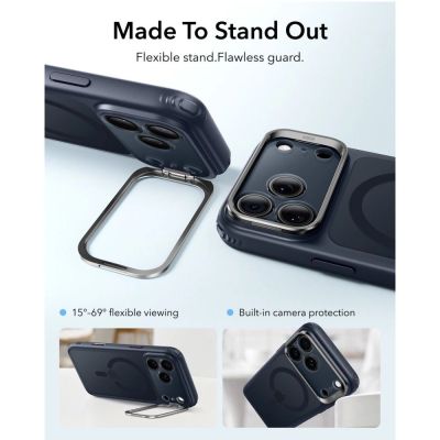 3. ESR Classic Hybrid Kickstand MagSafe Hülle für iPhone 18 Pro / 17 Pro – Marineblau