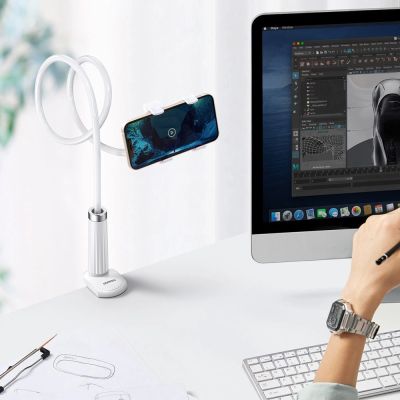 9. Ugreen Universalhalterung Ständer Handyhalter Tablet (bis 12cm breit) Stativ Lazy Holder mit flexiblem Arm weiß (30488 LP113)