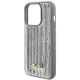 6. Guess Pailletten-Schriftzug-Metallgehäuse für iPhone 15 Pro – Silber