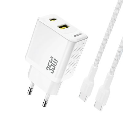 Dudao A27MaxCEU PD QC 35W USB-A/USB-C-Wandladegerät mit USB-C-Kabel – Weiß