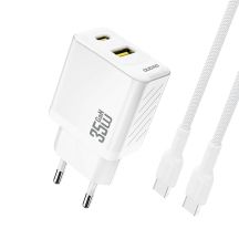 Dudao A27MaxCEU PD QC 35W USB-A/USB-C-Wandladegerät mit USB-C-Kabel – Weiß