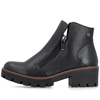 9. Schwarze Damen-Ankle-Boots aus Leder mit Blockabsatz, Rieker 79254-00