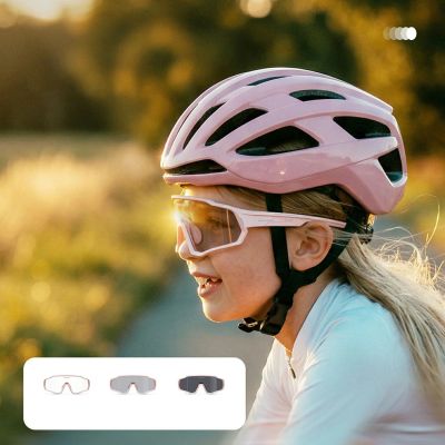 4. Rockbros SP383 Sakura Light Pulse Fahrradbrille – Hellrosa, photochrome Gläser
