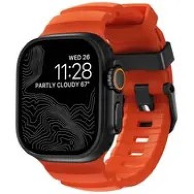 10. Nomad Rocky Point Armband, schwarzes Leder, Titan