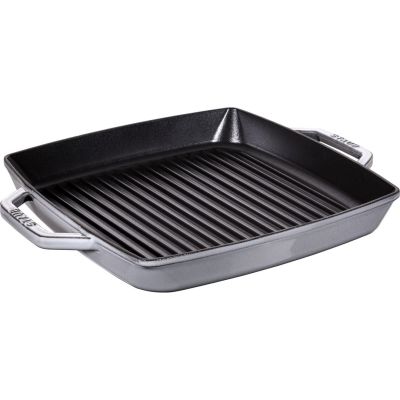 STAUB Quadratische Grillpfanne aus Gusseisen mit zwei Griffen, 33 cm, Graphit 40511-785-0