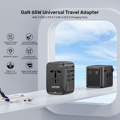 16. UNITEK Reiseladegerät EU/US/UK/AUS GAN PD 65W