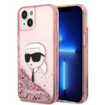 Karl Lagerfeld Glitzer Karl's Head Hülle für iPhone 14 Plus – Rosa