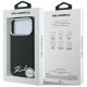 8. Karl Lagerfeld Saffiano MagSafe Hülle mit kleinem Schriftzug und Metalllogo für iPhone 17 Pro Max / 18 Pro Max – Schwarz