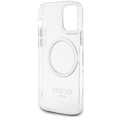 7. Guess Metal Outline Magsafe Hülle für iPhone 12 / iPhone 12 Pro – Silber