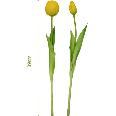13. Strauß aus 5 gelben Pfingstrosen-Tulpen, 39 cm, naturgetreue Frühlingsdekoration
