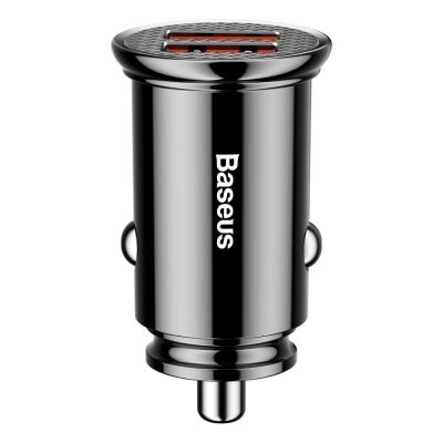 2. Baseus Circular Smart Mini Auto Ladegerät Autoadapter 2x USB QC3.0 Quick Charge 3.0 SCP AFC 30W schwarz (CCALL-YD01)