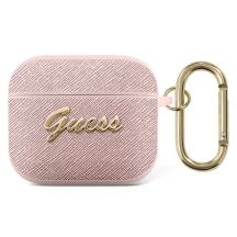 Guess GUA3SASMP AirPods 3 Cover Pink/Pink Saffiano Script Metal Collection