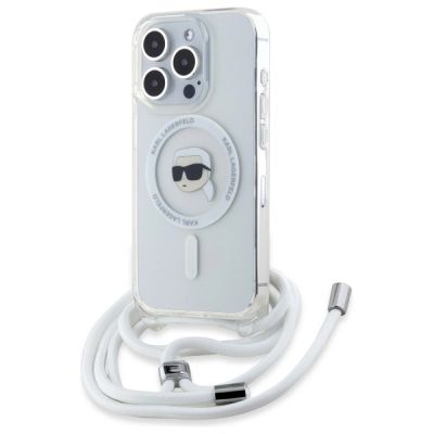 Karl Lagerfeld Crossbody IML Karl Head Magsafe Hülle für iPhone 16 Pro – transparent