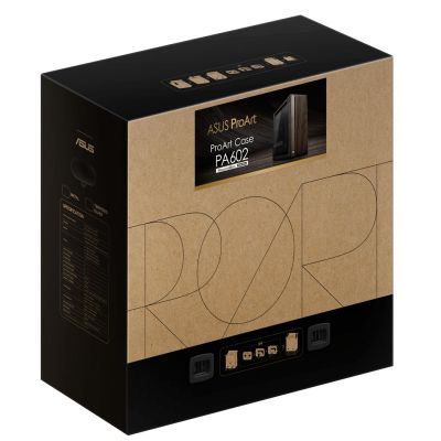 33. ASUS ProArt PA602 Wood Edition Modern Black – Midi-Tower mit Seitenwand aus gehärtetem Glas, Schwarz, Holz