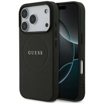 Guess Grained Ring MagSafe Hülle für iPhone 17 Pro - Schwarz