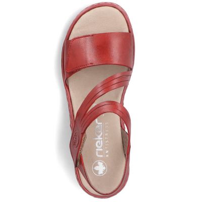 13. Rieker W RKR685 bequeme Ledersandalen rot