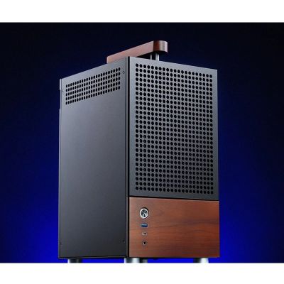 28. Jonsbo T6 Gehäuse, Mini-Tower, Mini-ITX, gehärtetes Glas, Holz – Schwarz