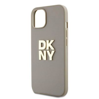 5. DKNY Wrist Strap Stock Logo-Hülle für iPhone 15 / 14 / 13 – Beige