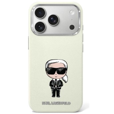 Karl Lagerfeld Smooth Ikonik Sketch MagSafe Hülle für iPhone 18 Pro / 17 Pro – Beige