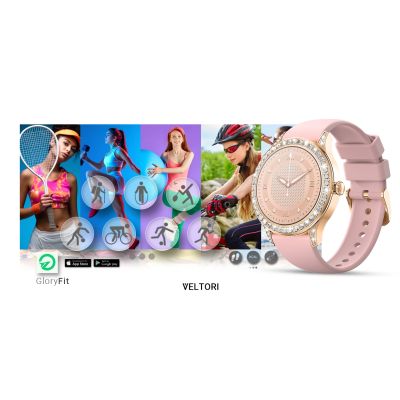 14. VELTORI VT360-1 Damen-Smartwatch, pinkes Silikonarmband