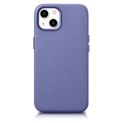 iCarer Case Lederhülle Echtleder iPhone 14 Plus Hellviolett (MagSafe-kompatibel)