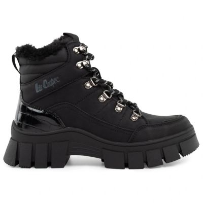 Lee Cooper Damen-Winterstiefel, schwarze gefütterte Stiefeletten