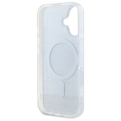 7. DKNY Repeat Texture Pattern With Stripe iPhone 16 Hülle - Schwarz