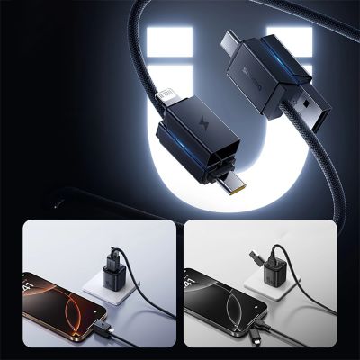 4. Baseus Versatile 60W USB-C – USB-C-Kabel mit USB-A- und Lightning Adaptern, 0,6 m – Schwarz