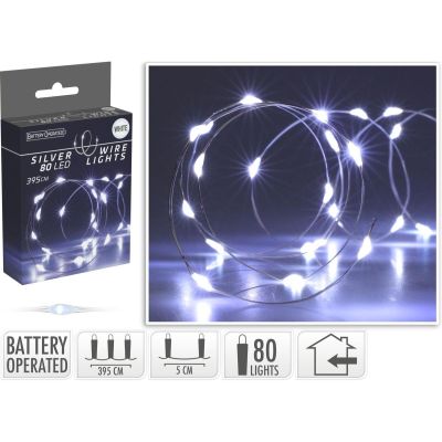 14. Batteriebetriebene Lichterkette mit 80 LEDs, kaltweiß